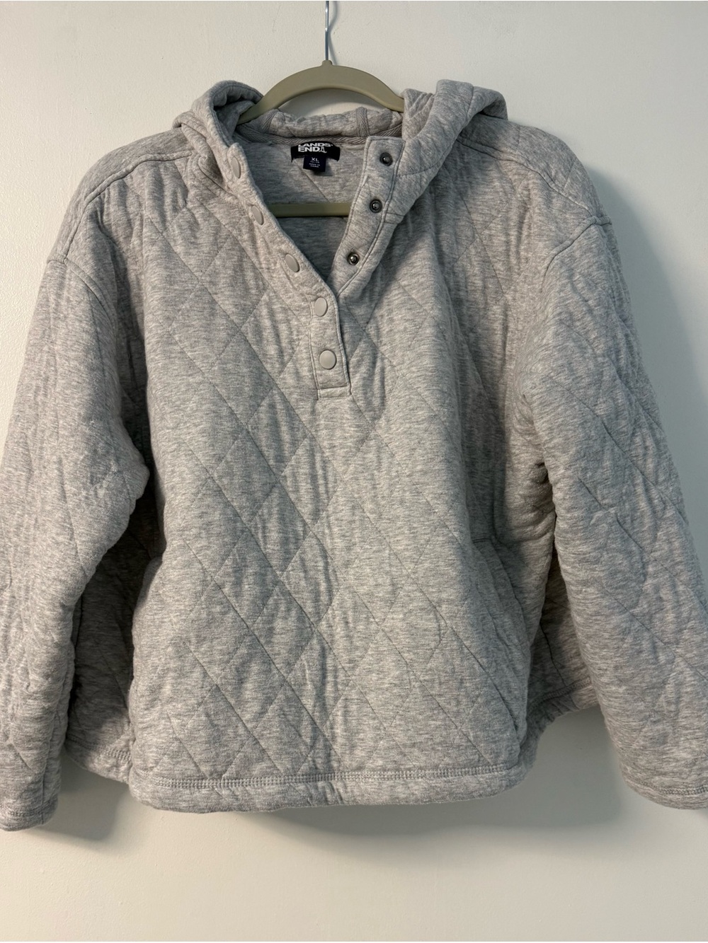 Lands' End Quilted Hooded Pullover - Gray
